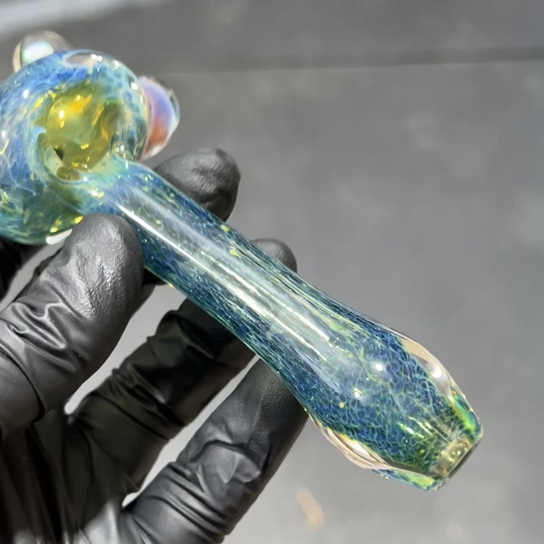 Aqua Mushroom Pipe with Opal Glass Pipe Beezy Glass