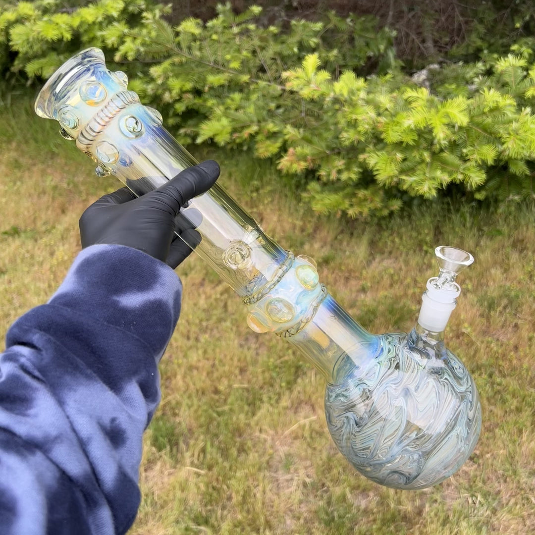 50x5 16" Ripple Fume Bubble Bong Glass Pipe TG