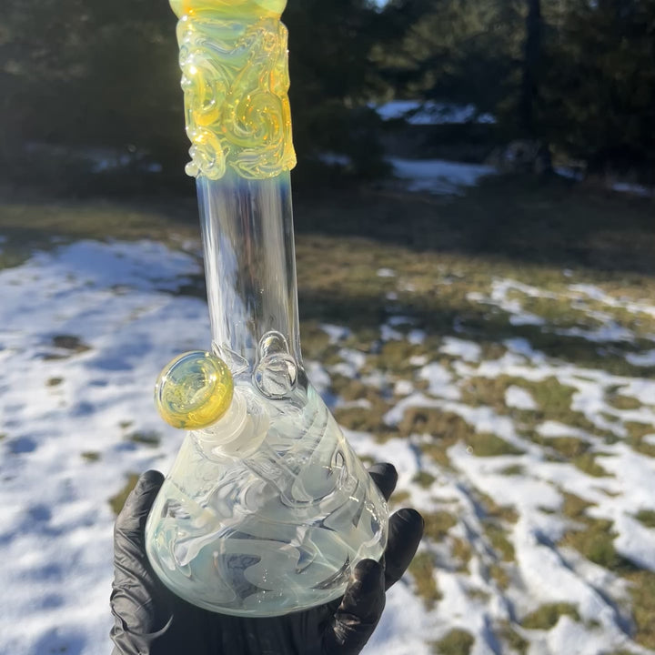 10" Fumed Squiggle Beaker Bong Glass Pipe Mary Jane's Glass