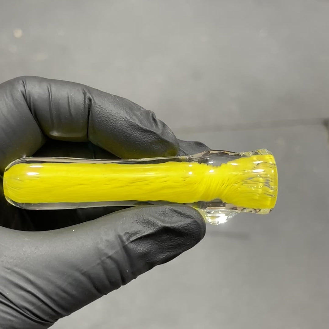 Thick Yellow Frit Chillum Glass Pipe Chuck Glass