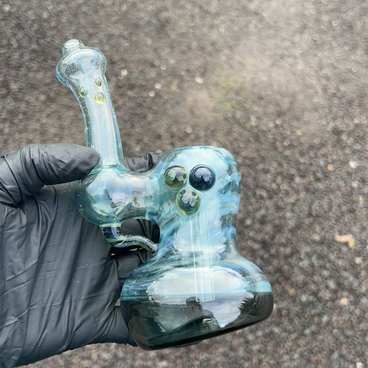 Aqua Sparkle Marble Bubbler Glass Pipe Sable Haze