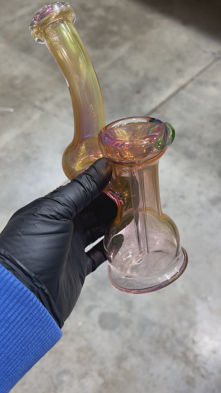 Gold Fume Bubbler with Green Carb Glass Pipe Cose Glass