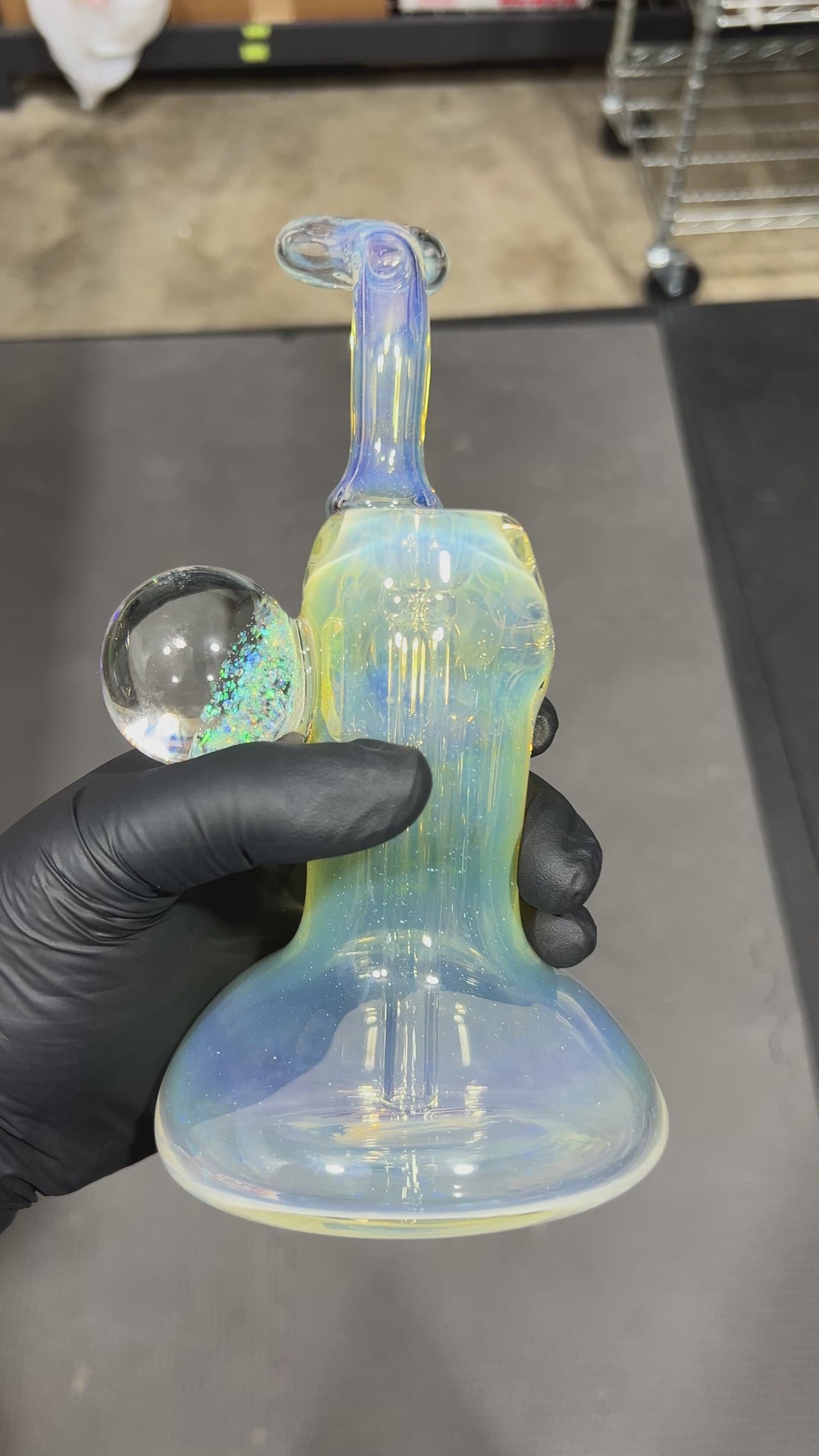 Silver Fumed XL Sherlock Bubbler Glass Pipe Tako Glass