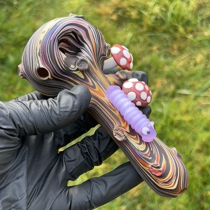 Wood Grain Caterpillar Shroom Branch Pipe Glass Pipe Wazoo Glass