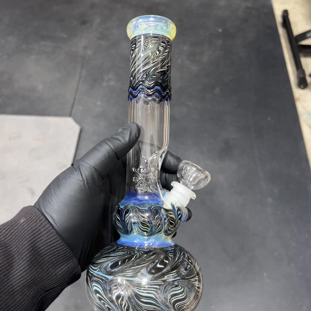 11" Double Bubble Color Rake Bong Glass Pipe Mary Jane's Glass