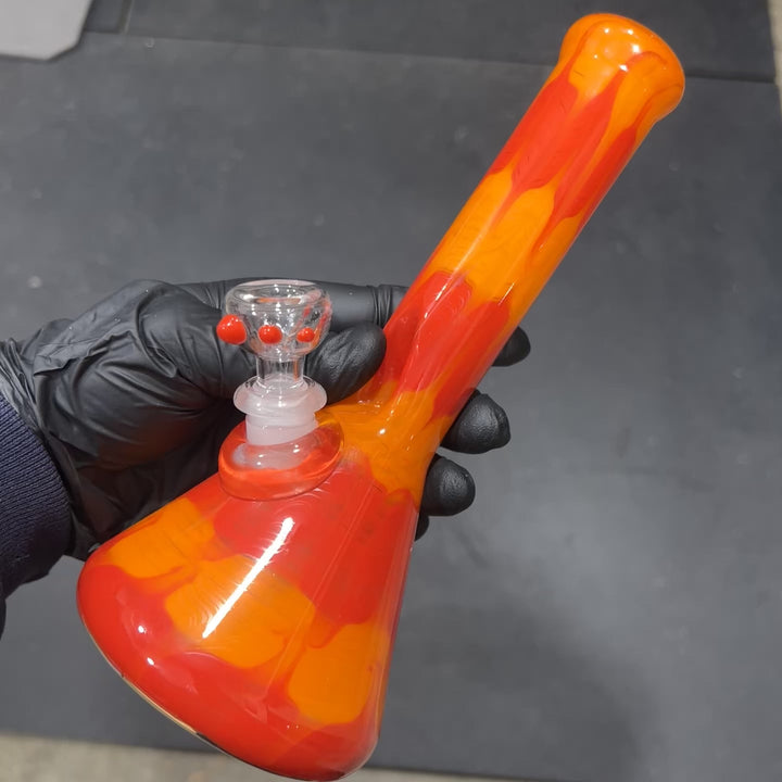 9" Agent Orange Beaker Bong Glass Pipe Mary Jane's Glass