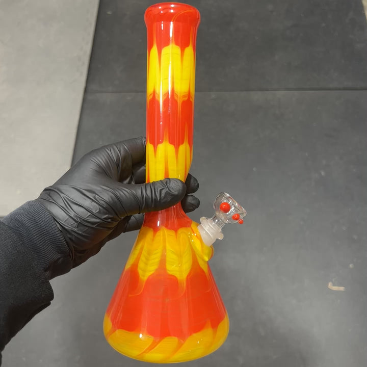 11" Colombian Red Beaker Bong Glass Pipe Mary Jane's Glass