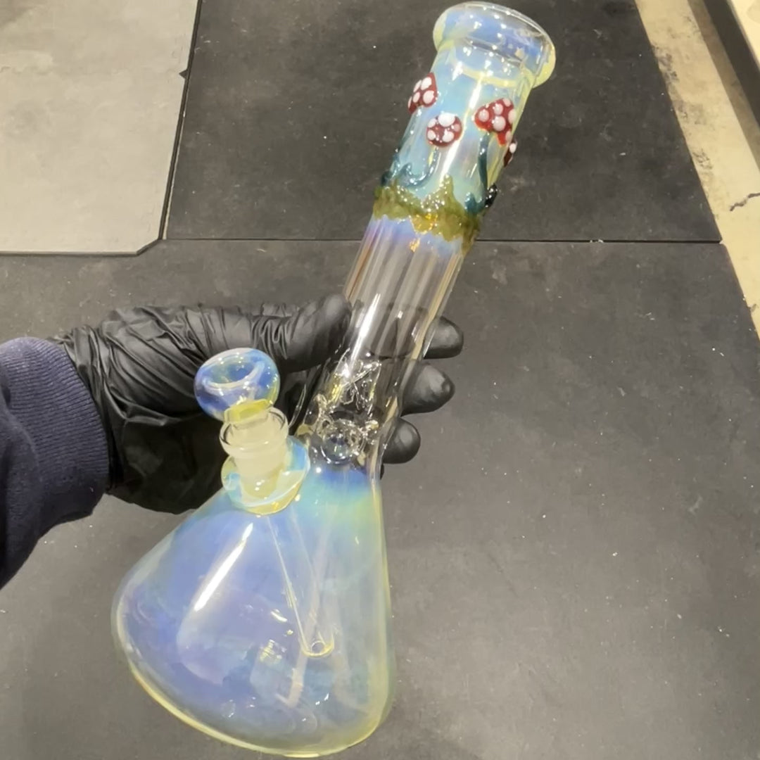 10.5" Fumed Mushroom Beaker Bong Glass Pipe Mary Jane's Glass