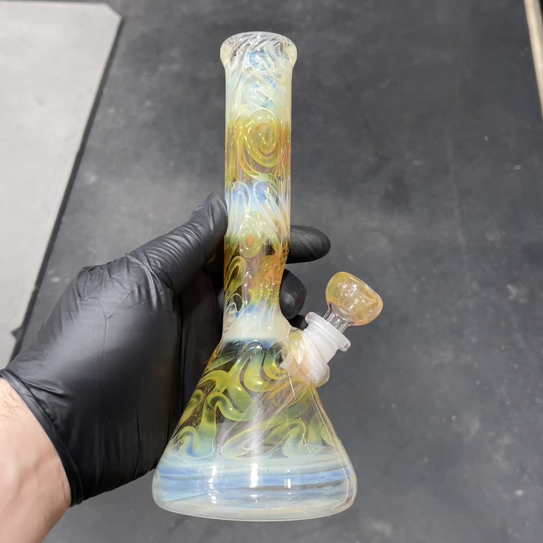 9" Fumed Squiggle Beaker Bong Glass Pipe Mary Jane's Glass