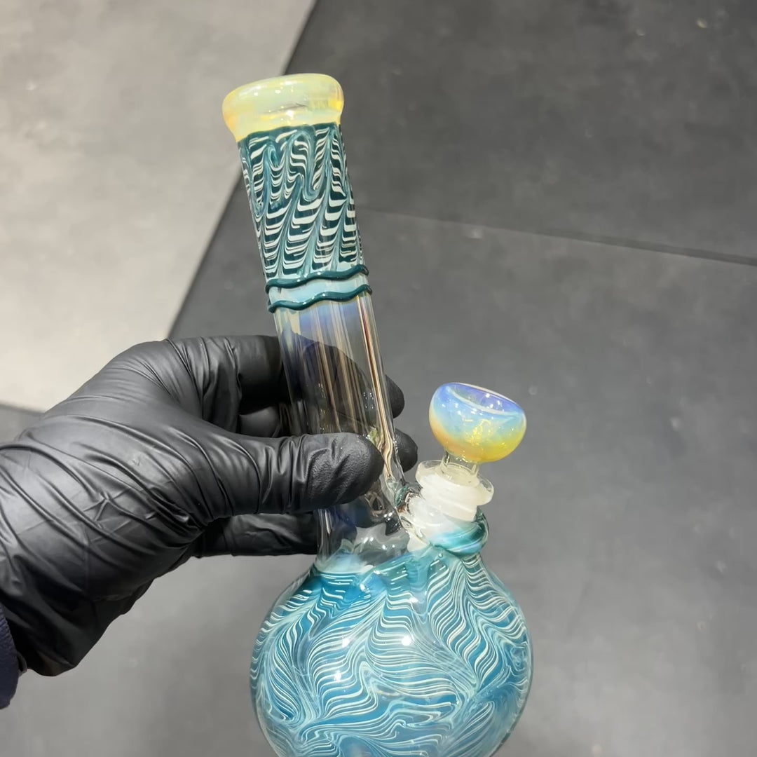 8" Bubble Color Rake Bong Glass Pipe Mary Jane's Glass