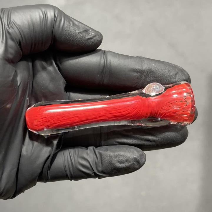 Thick Red Frit Chillum Glass Pipe Chuck Glass