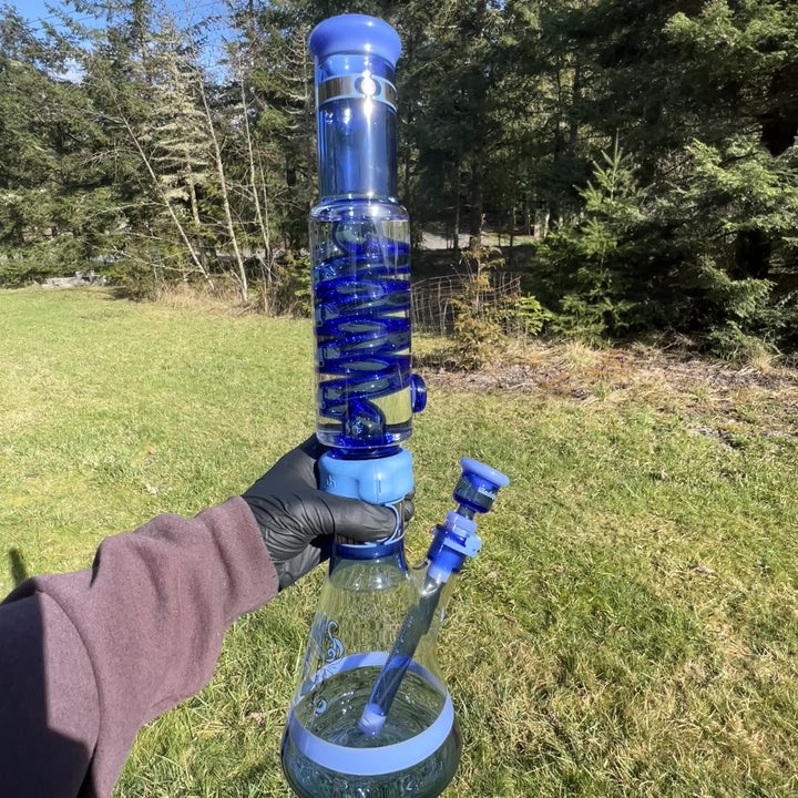 Illadelph Signature Platinum with Blue Coil Beaker Bong Glass Pipe Illadelph Glass