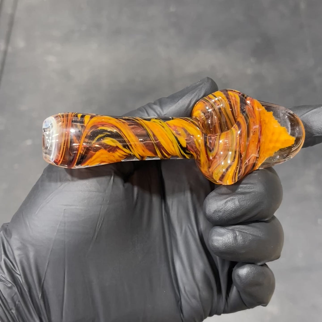 Autumnal Alien Brain Honeycomb Pipe Glass Pipe Plug a Nug