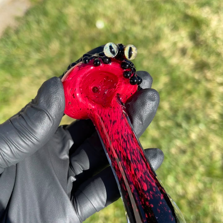 Red and Black Frog Spoon Glass Pipe Beezy Glass