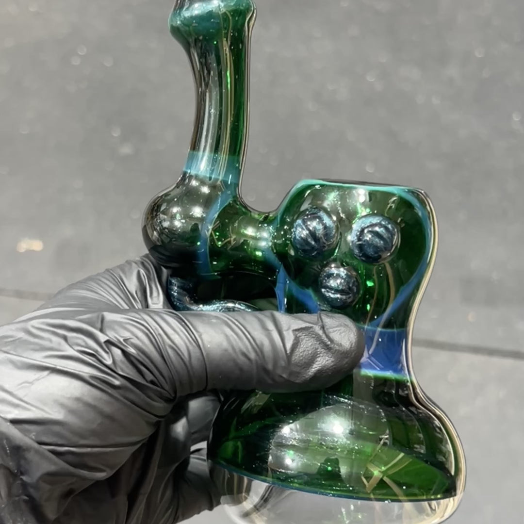 Exp Green Marble Bubbler Glass Pipe Sable Haze