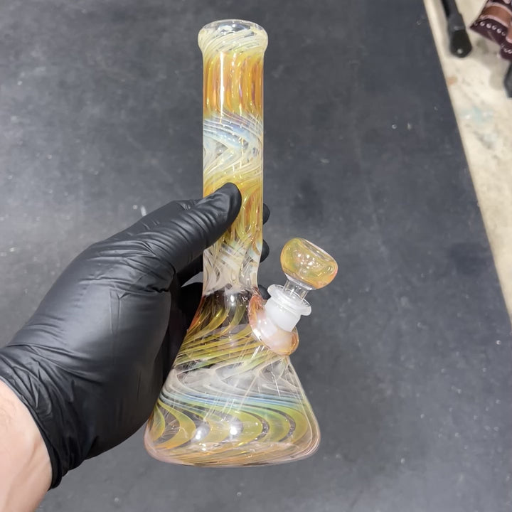 9" Fumed Squiggle Beaker Bong Glass Pipe Mary Jane's Glass