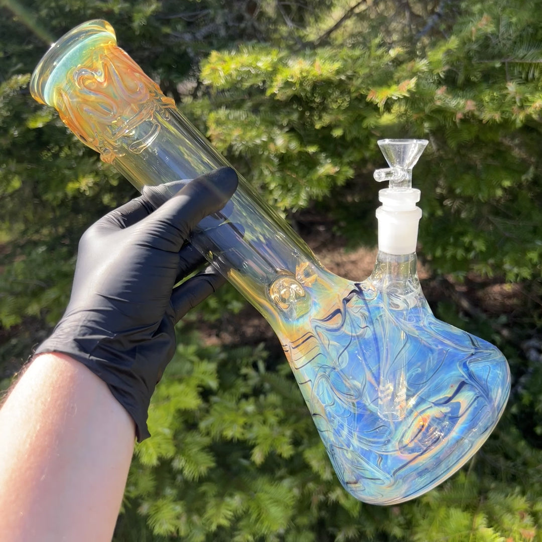 12" Ripple Fume Beaker Bong Glass Pipe TG