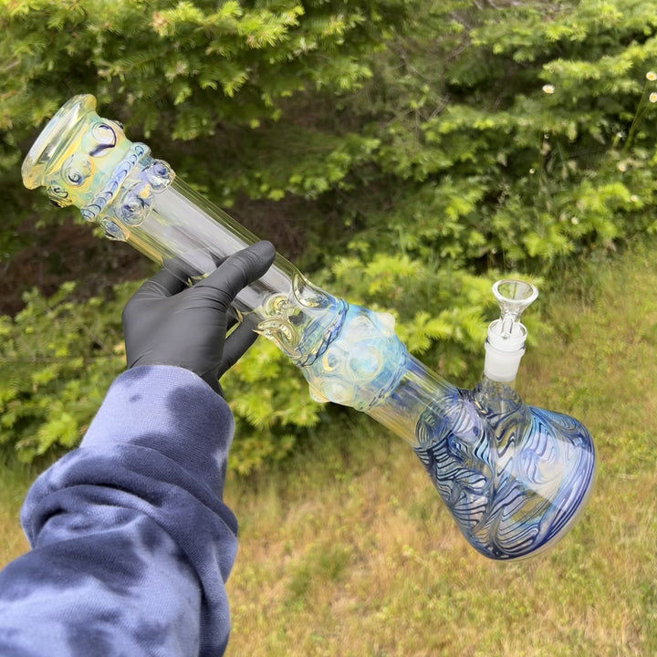 50x5 16" Ripple Fume Beaker Bong Glass Pipe TG