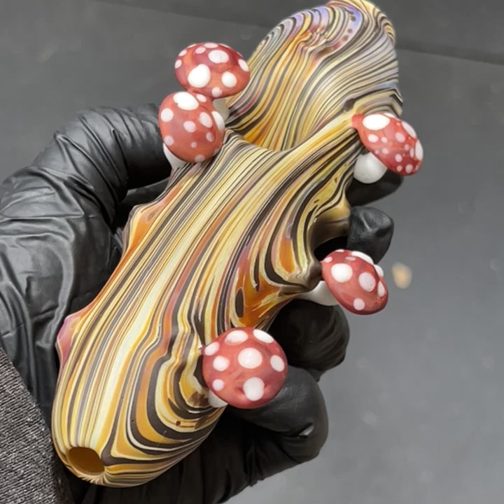 Wood Grain Mushroom Steam Roller Glass Pipe Wazoo Glass