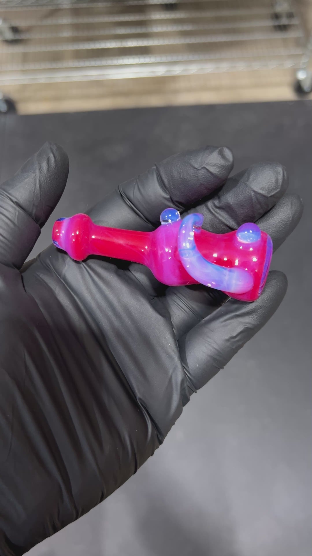 Hot Pink Horned Chillum Glass Pipe Beezy Glass