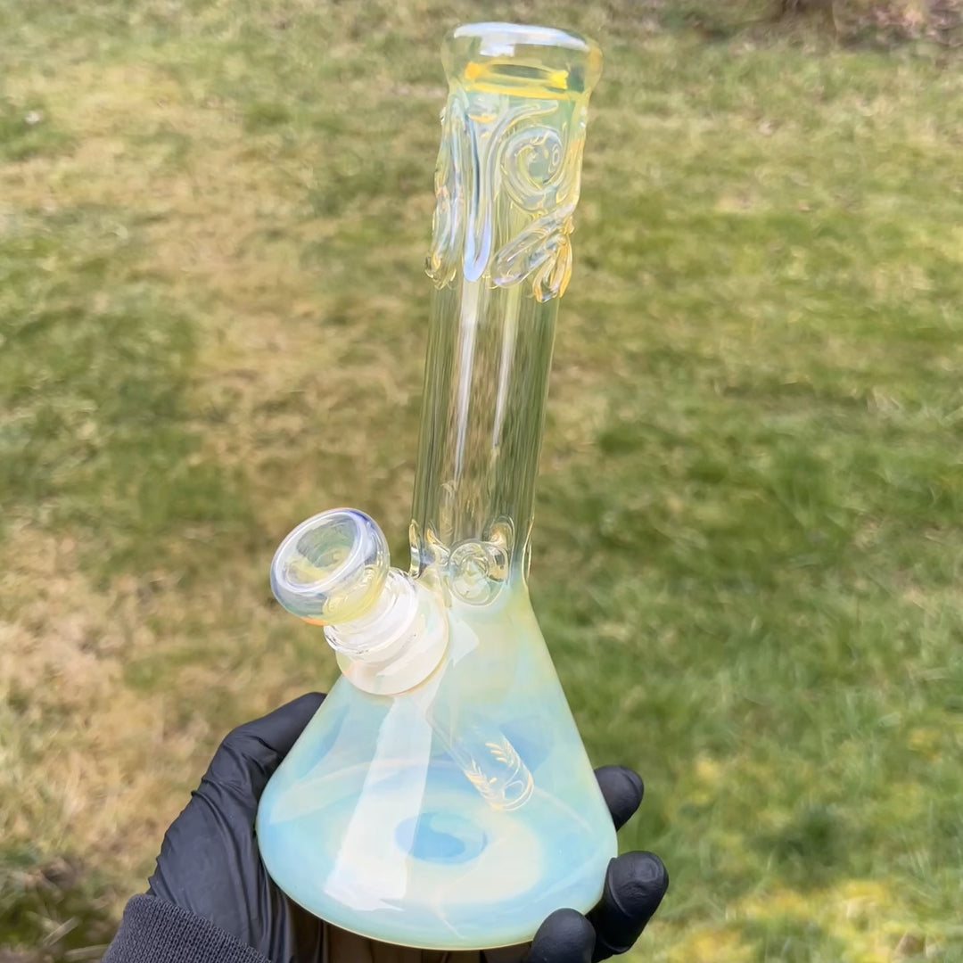 9" Fumed Squiggle Beaker Bong Glass Pipe Mary Jane's Glass