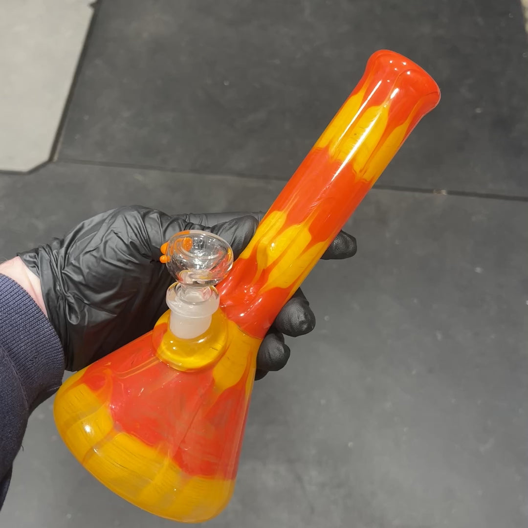 9" Colombian Red Beaker Bong Glass Pipe Mary Jane's Glass