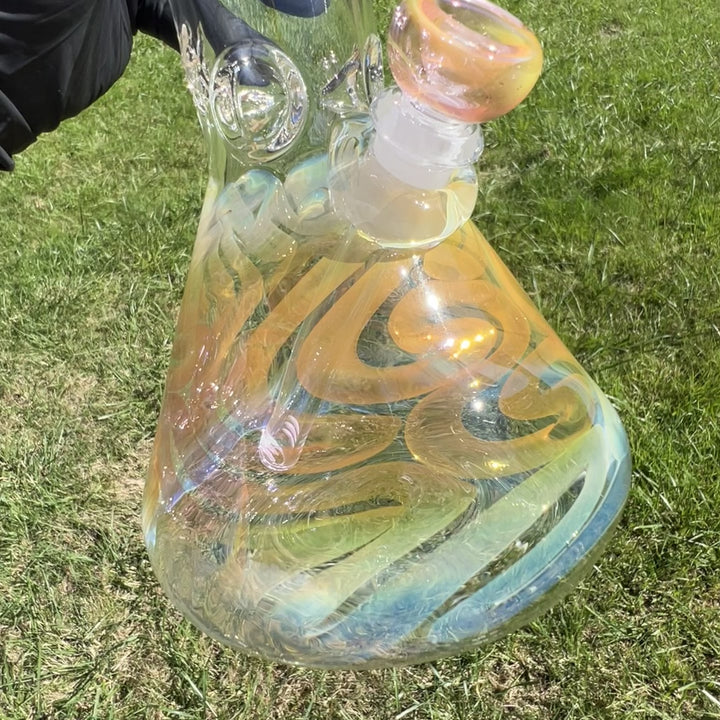 15" Gold Fumed Squiggle Beaker Bong