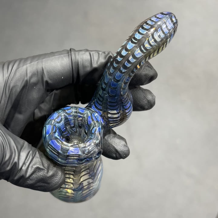 Fumed Color Rake Sherlock Bubbler Glass Pipe Mary Jane's Glass