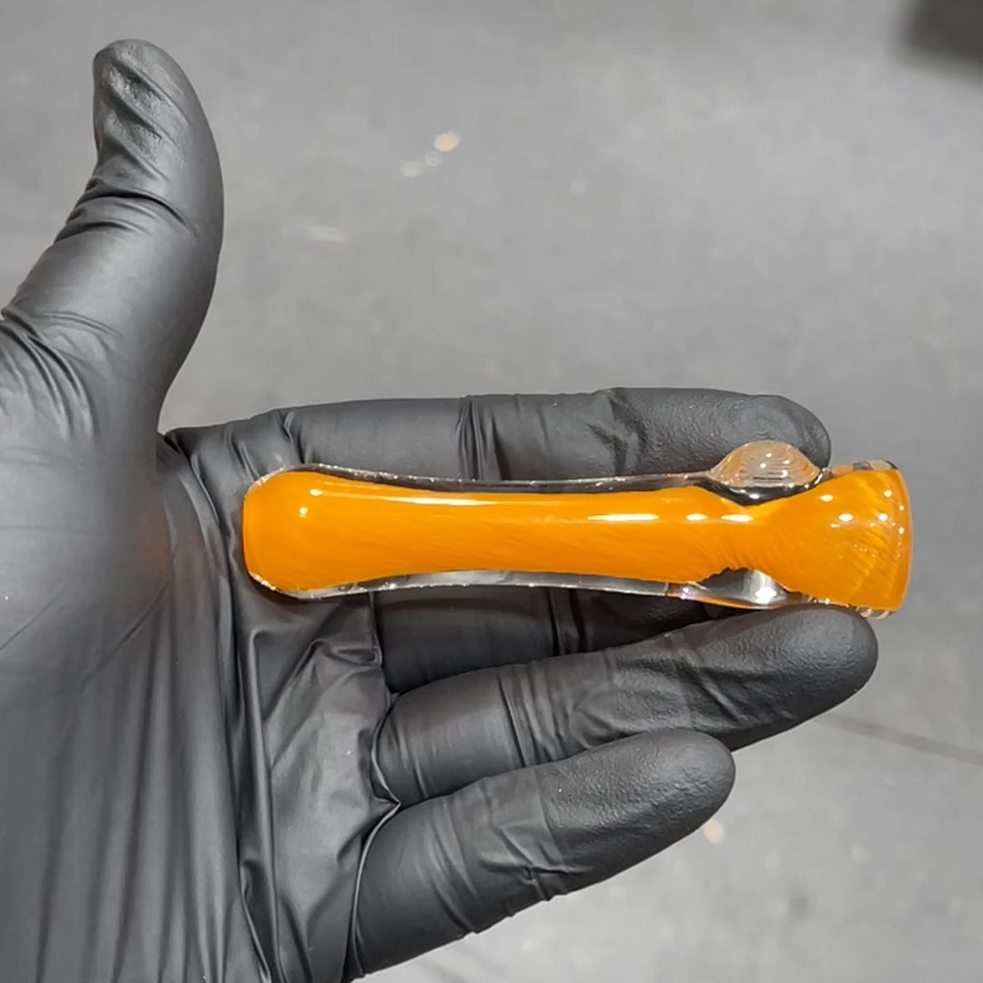 Thick Orange Frit Chillum Glass Pipe Chuck Glass