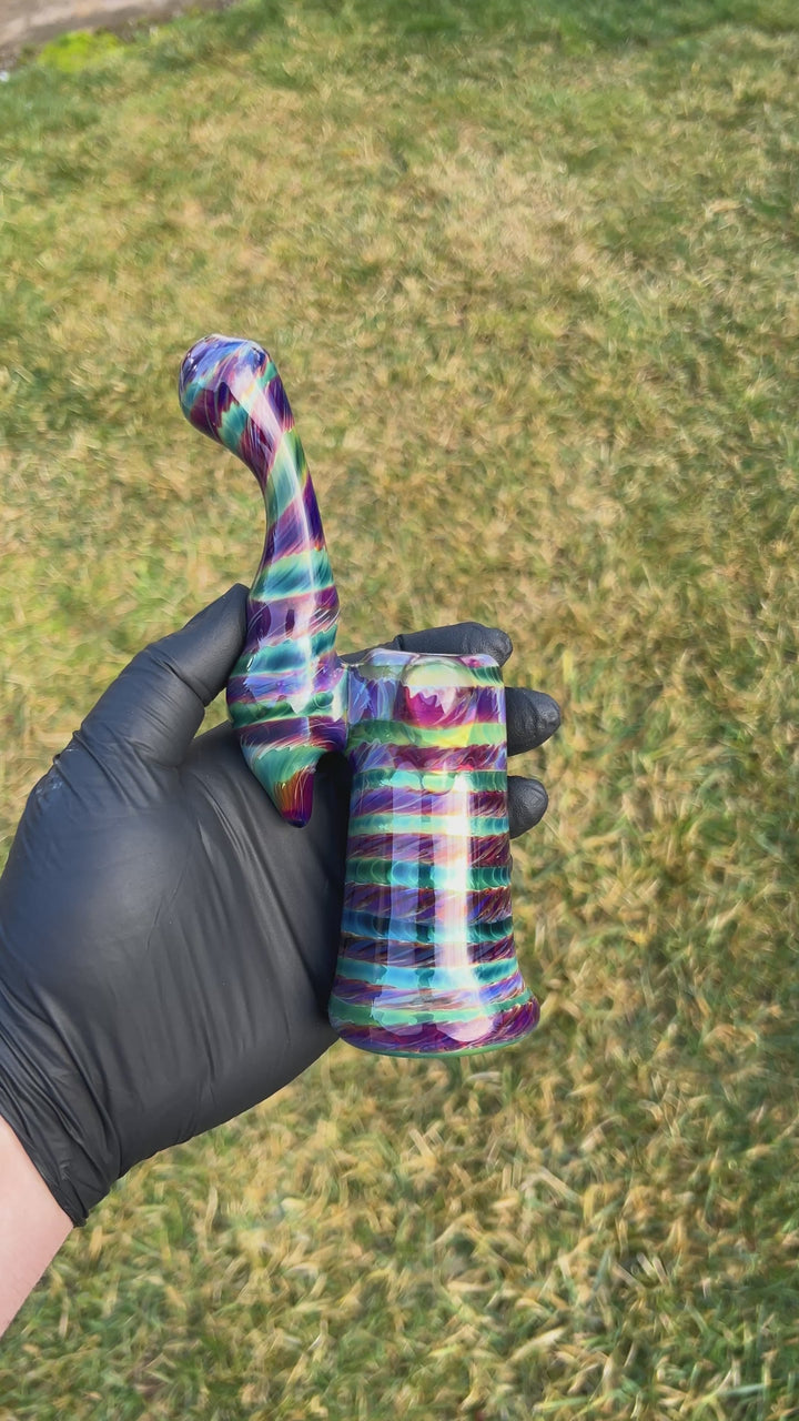 Purple Tie Dye Sherlock Bubbler Glass Pipe Jedi Glassworks