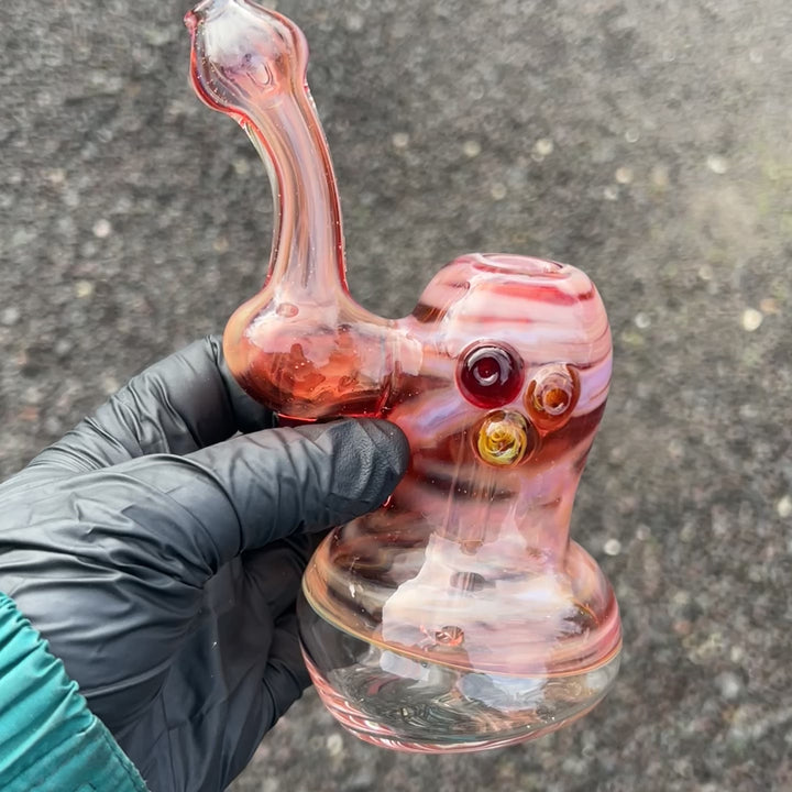 Red Marble Bubbler Glass Pipe Sable Haze