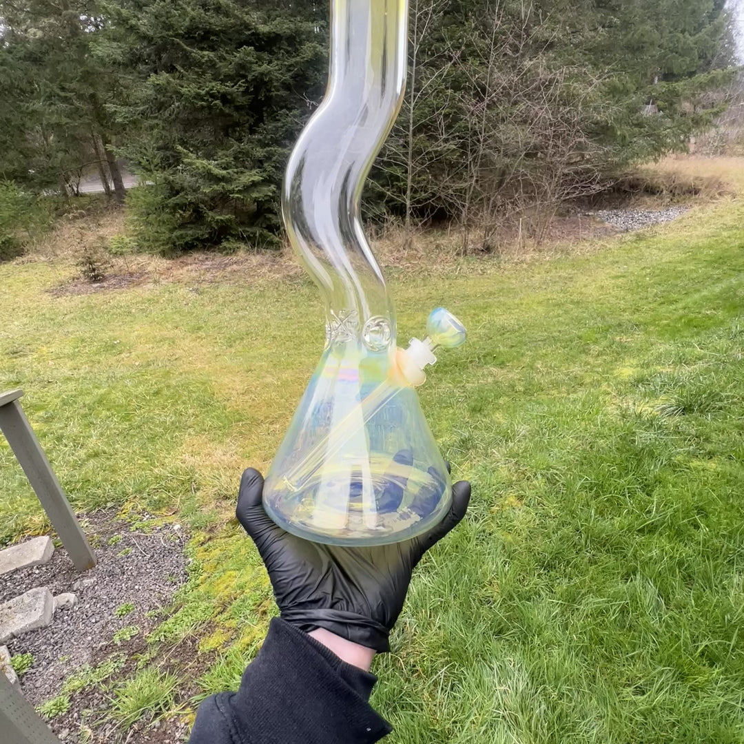 18" Fumed Zig Zag Beaker Bong Glass Pipe Mary Jane's Glass