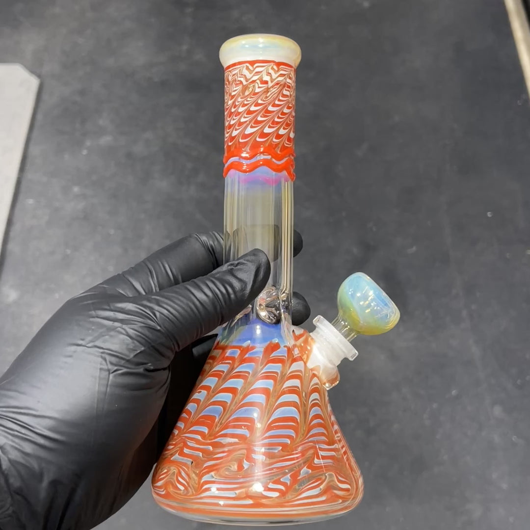 9" Color Rake Beaker Bong Glass Pipe Mary Jane's Glass