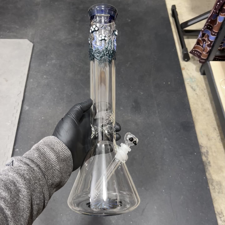 15" Mushroom Swirl Beaker Bong Glass Pipe Mary Jane's Glass