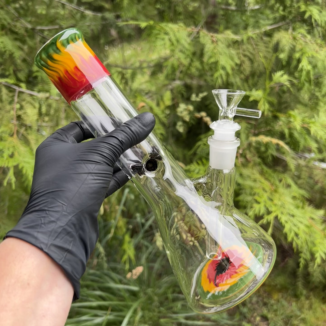 Glass Berry Cupcake 11"Rasta Beaker Bong