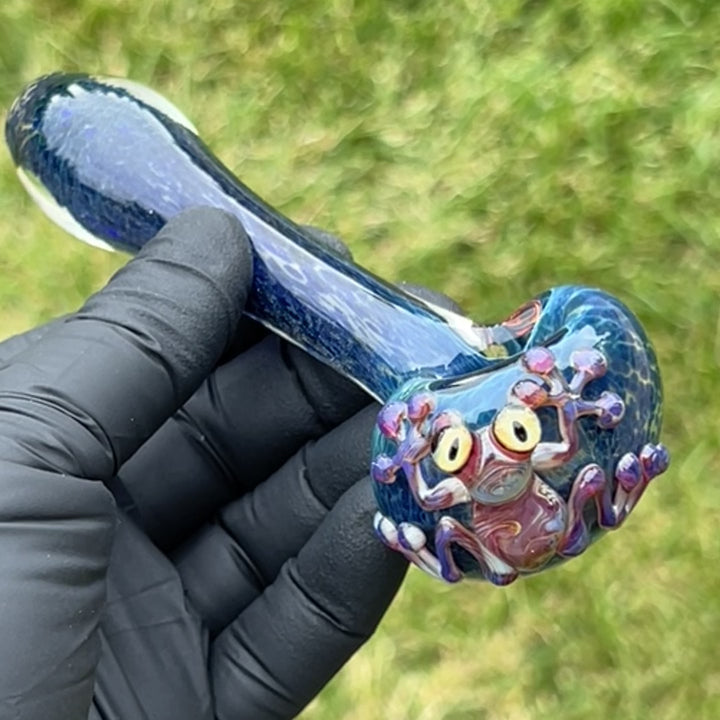 Blue Sea Sparkle Frog Spoon Glass Pipe Beezy Glass