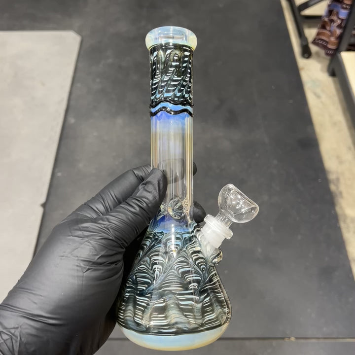 9" Color Rake Beaker Bong Glass Pipe Mary Jane's Glass