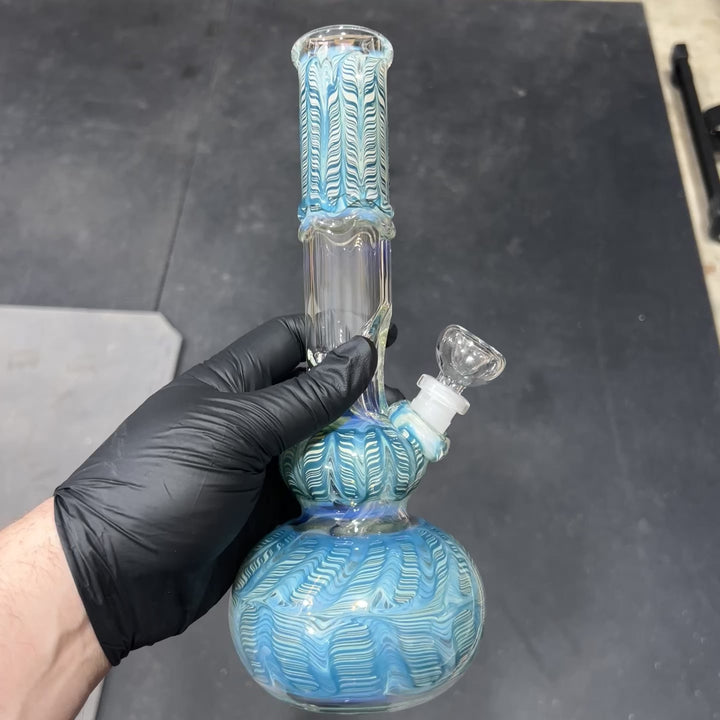 11" Double Bubble Color Rake Bong Glass Pipe Mary Jane's Glass