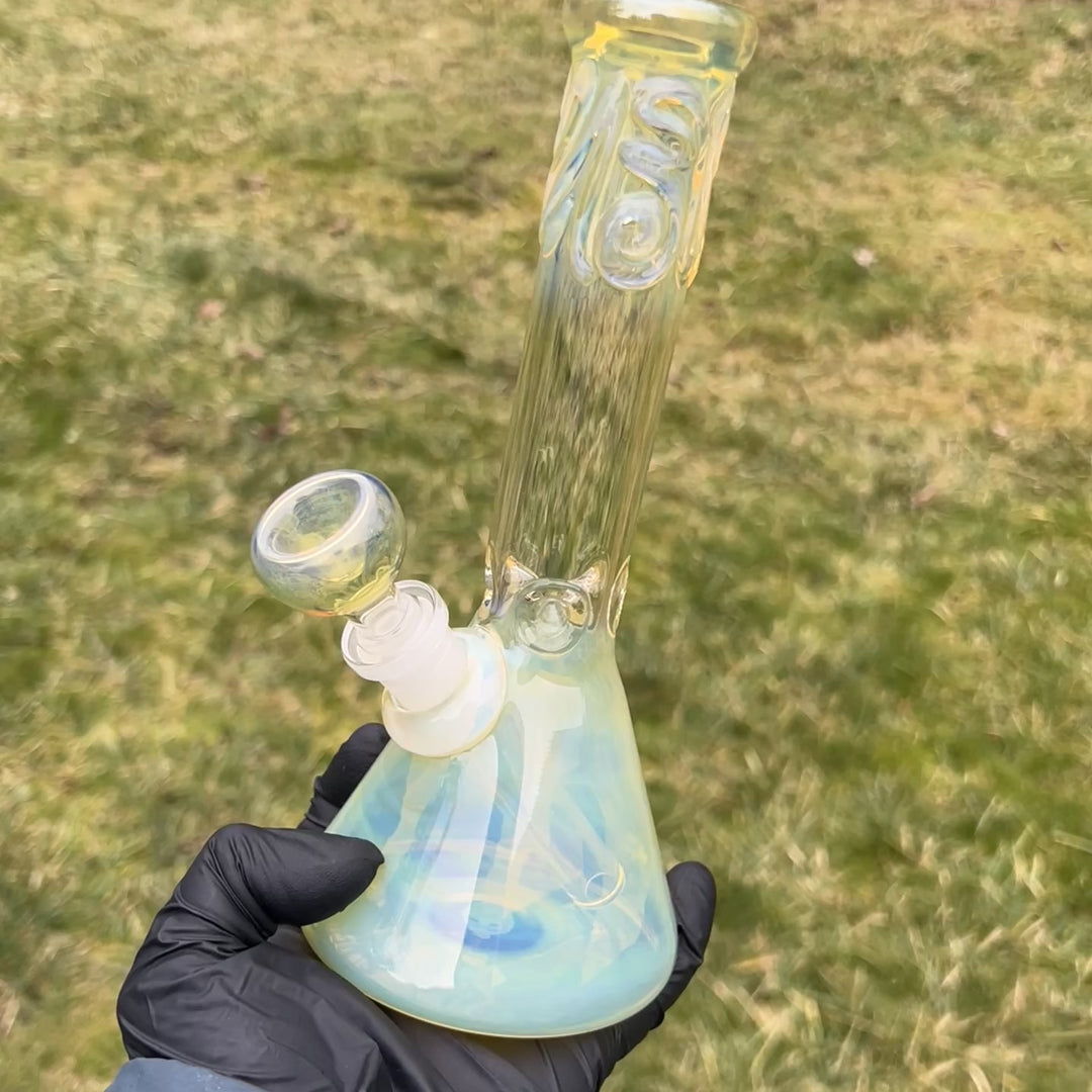 9" Fumed Squiggle Beaker Bong Glass Pipe Mary Jane's Glass