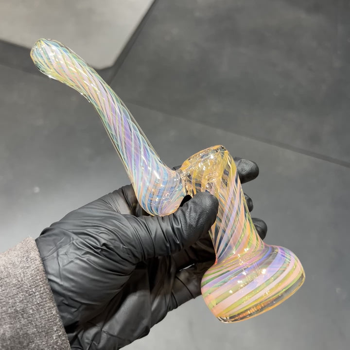 Thick Fumed Sherlock Bubbler Glass Pipe Chuck Glass