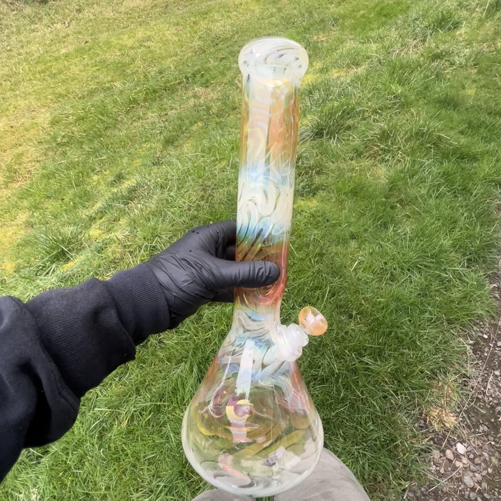 15" Fumed Swirling Beaker Bong Glass Pipe Mary Jane's Glass