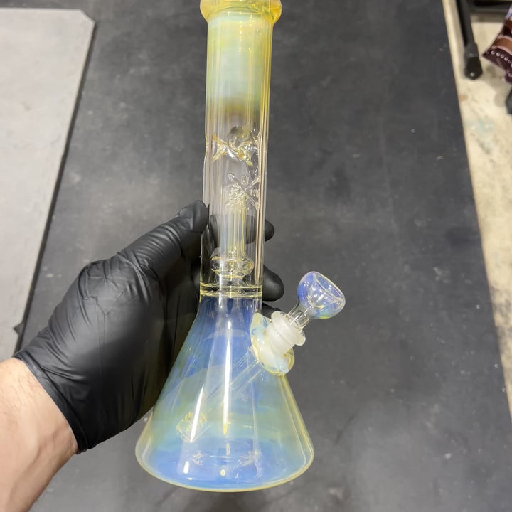 11" Fumed Perc Beaker Bong Glass Pipe Mary Jane's Glass