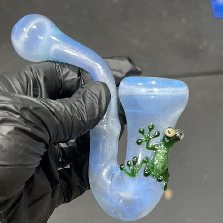 UV Green Frog Sherlock Glass Pipe Beezy Glass