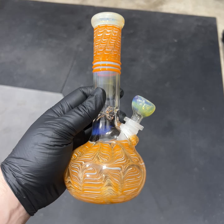 8" Bubble Color Rake Bong Glass Pipe Mary Jane's Glass