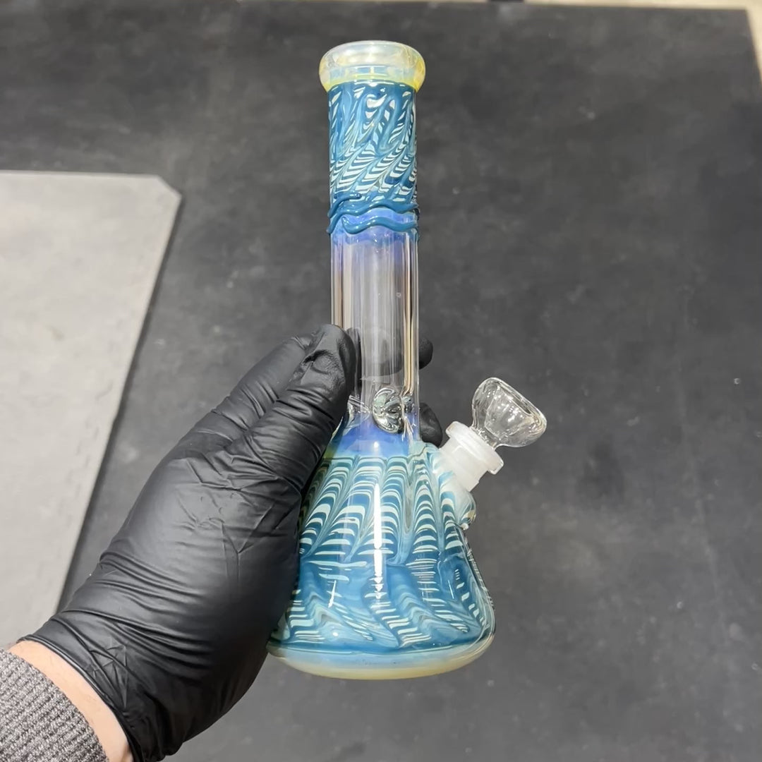 9" Color Rake Beaker Bong Glass Pipe Mary Jane's Glass