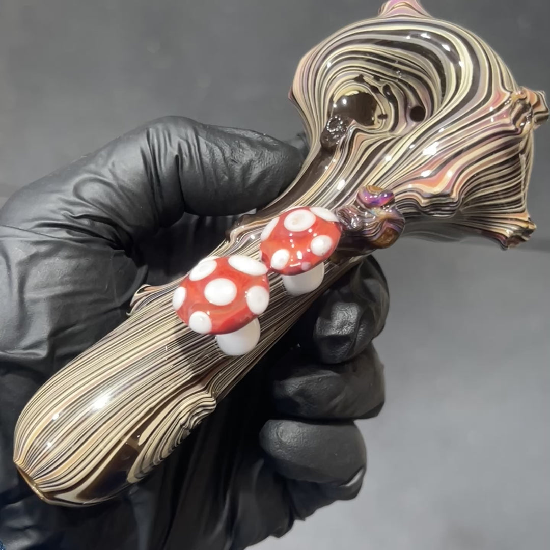 Woodgrain Shroom Branch Spoon Glass Pipe Wazoo Glass