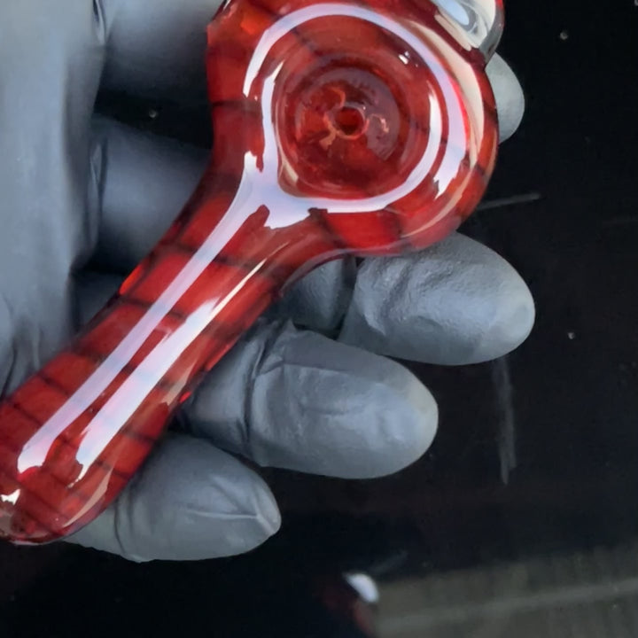 Rose Red Coil Glass Pipe