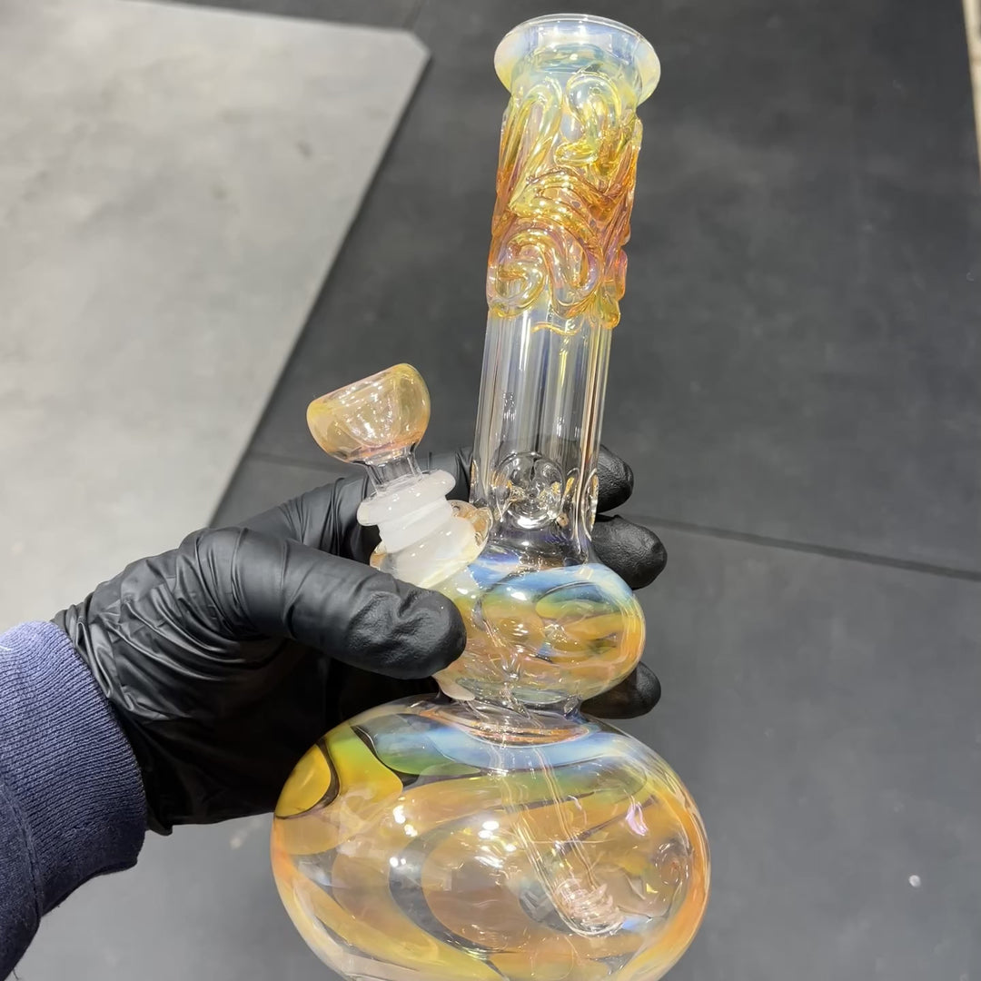 9.5" Fumed Double Bubble Bong Glass Pipe Mary Jane's Glass