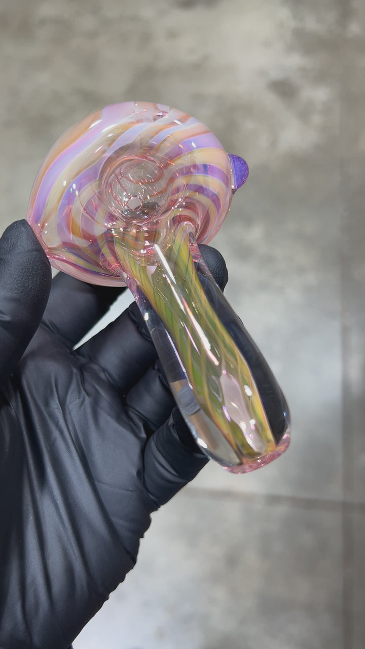 Thick Fume Pipe Pink Slyme Marble Glass Pipe Chuck Glass