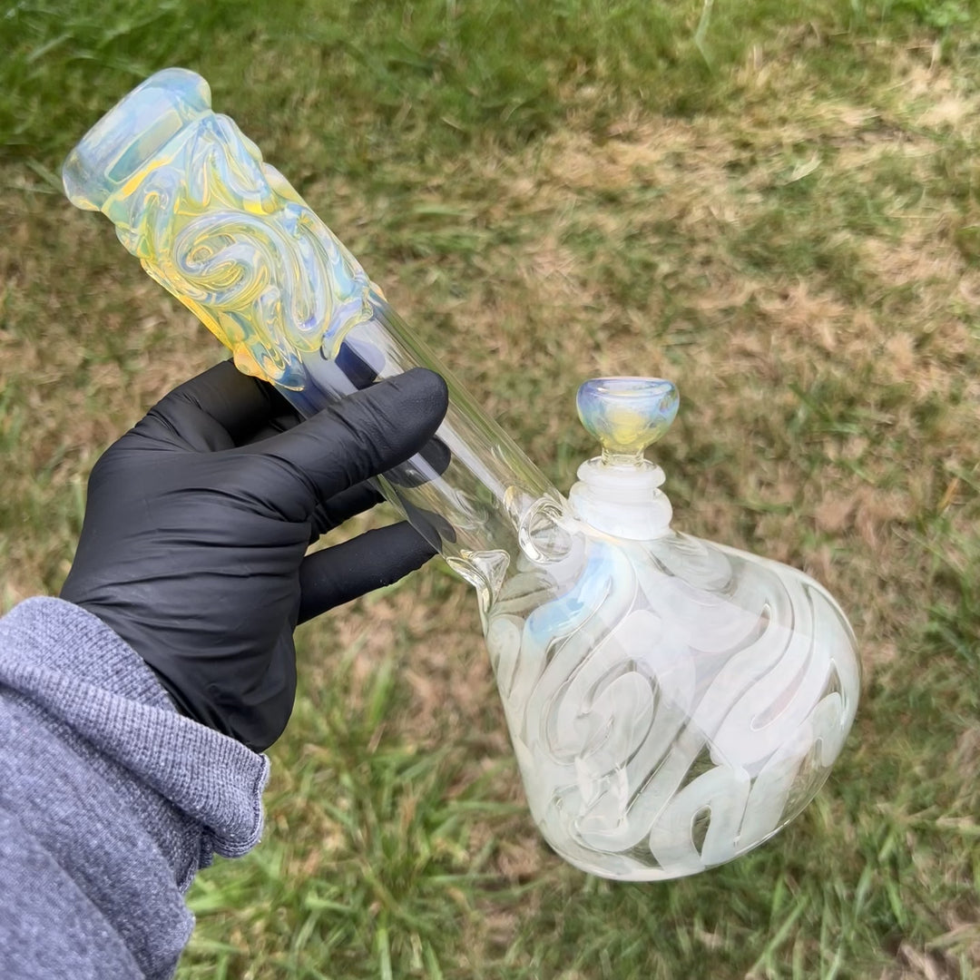 10" Fumed Squiggle Beaker Bong Glass Pipe Mary Jane's Glass